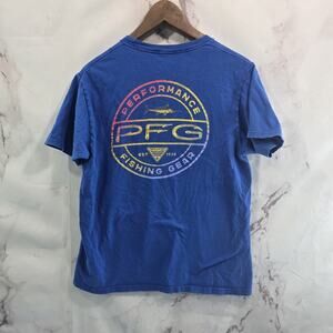 Columbia PFG T Shirt Mens Small Blue Tee Crew Neck Royal Ombre Short Sleeve